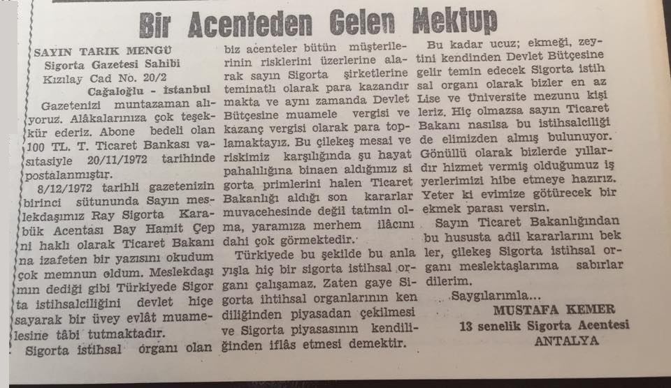 Bir Acenteden Gelen Mektup